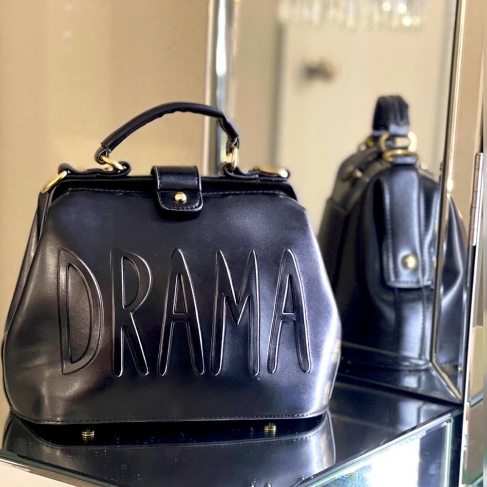 Drama Black Leatherette Crossbody
Handbag Purse